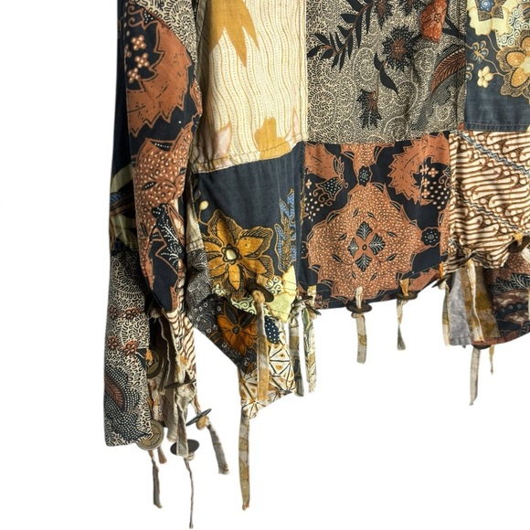 VTG Patchwork Art to Wear Women’s Cotton Jacket Top with Coin Tassels We Be Bop - Picture 8 of 11